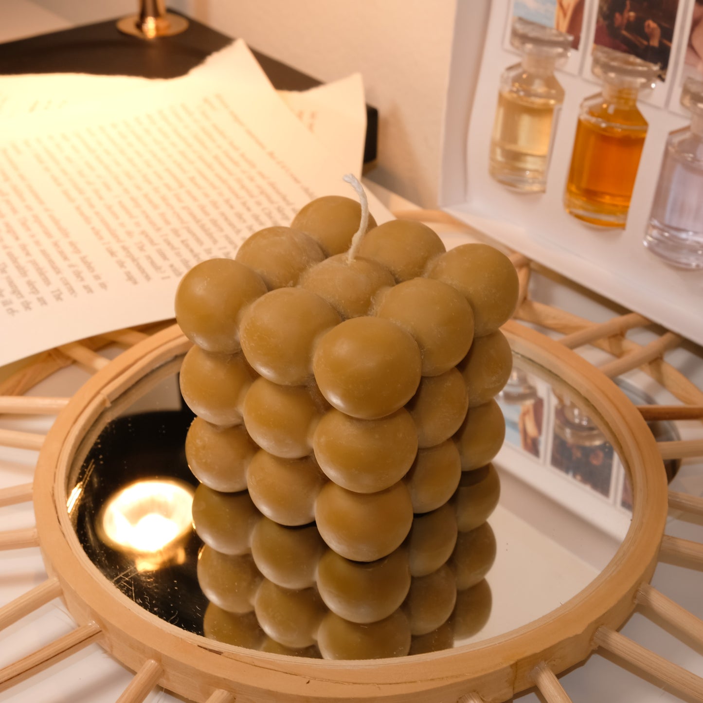 Cube Bubble Candle - Umber