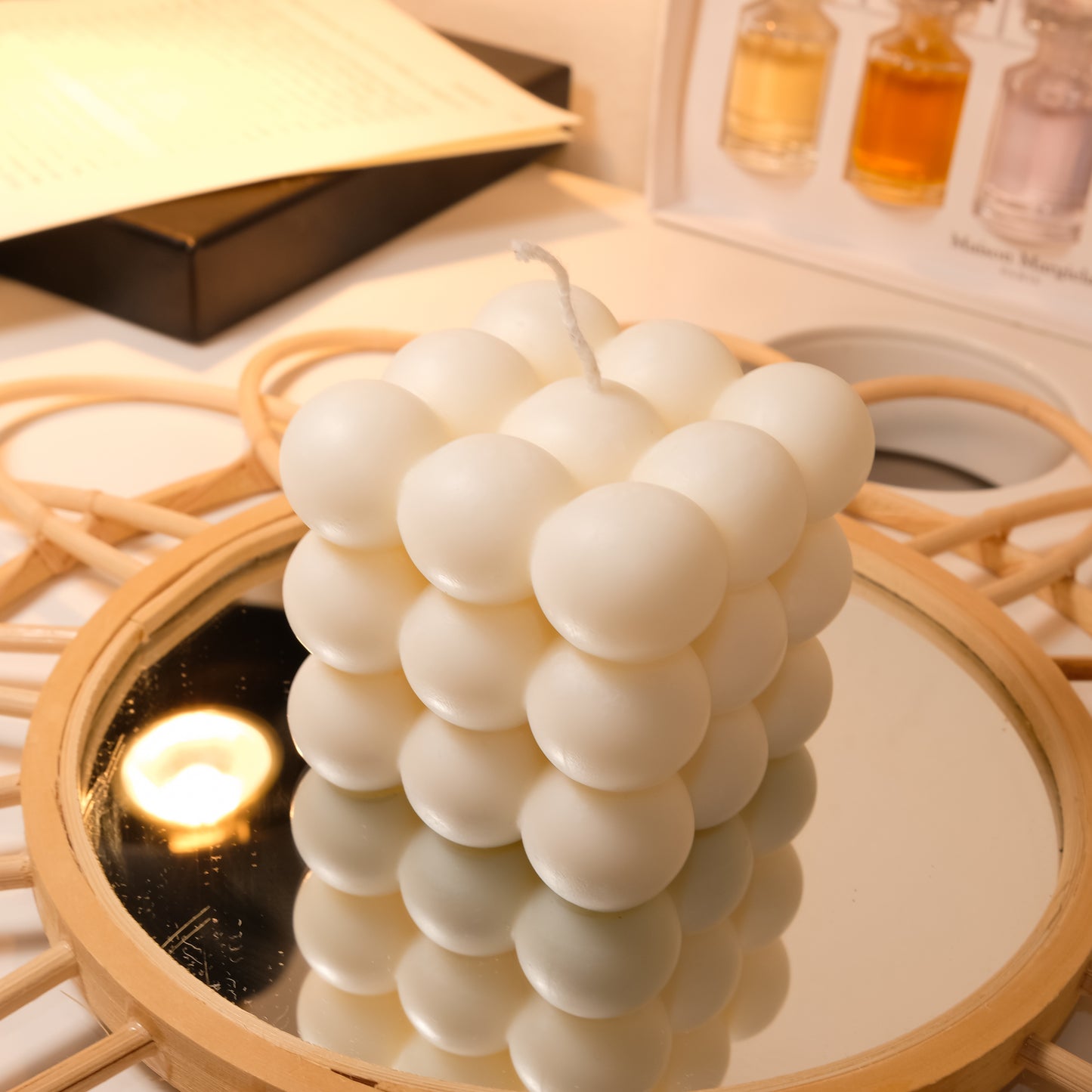 Cube Bubble Candle - Cream